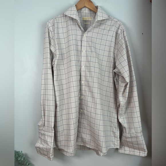 MICHAEL Michael Kors Dress Shirt Button-Up Non Iron Neutral 16 Collar - Picture 2 of 9